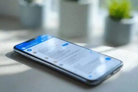 Ekran mobitela prikazuje ponovnu prijavu u Messenger i povratak starih poruka što simbolizira reaktivaciju računa