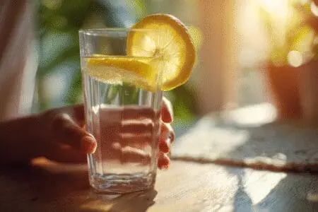 Osoba pije veliku čašu tople vode s limunom što je brza metoda za omekšavanje i izbacivanje tvrde stolice