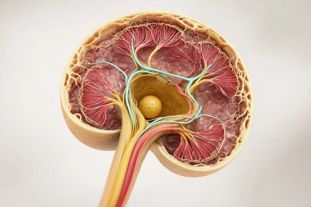 Anatomska ilustracija ciste na jajniku