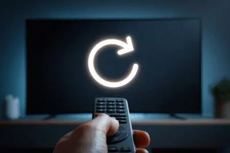 Ikona za reset na TV ekranu kao simbol za kako vratiti programe na TV vraćanjem na tvorničke postavke