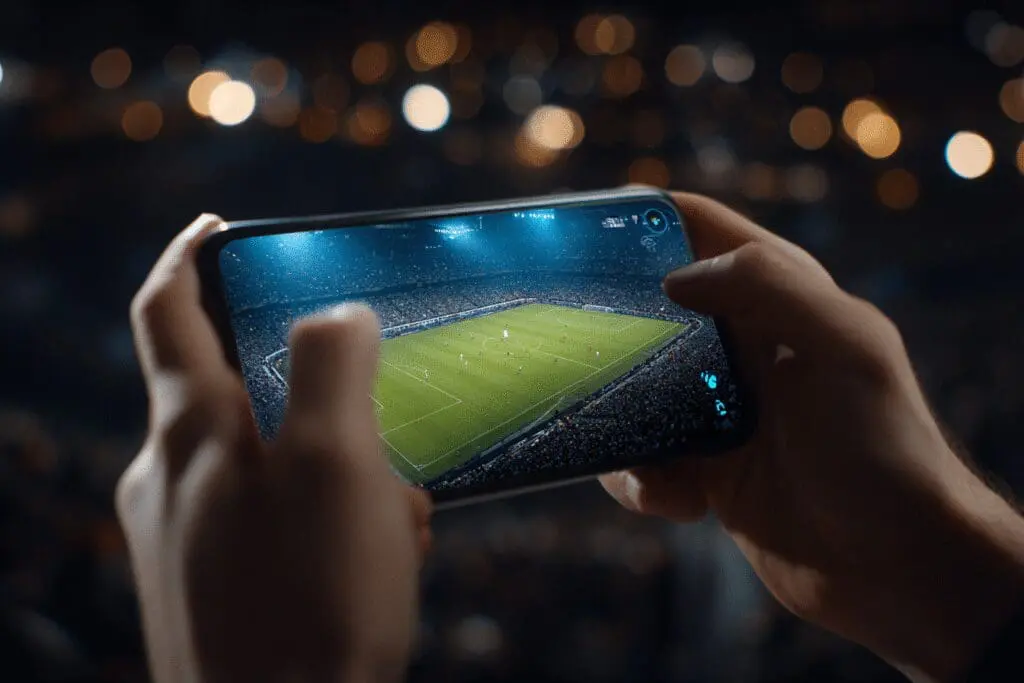 Osoba gleda nogometnu utakmicu na mobitelu kao ilustracija za često postavljena pitanja za kako gledati Arena Sport na mobitelu