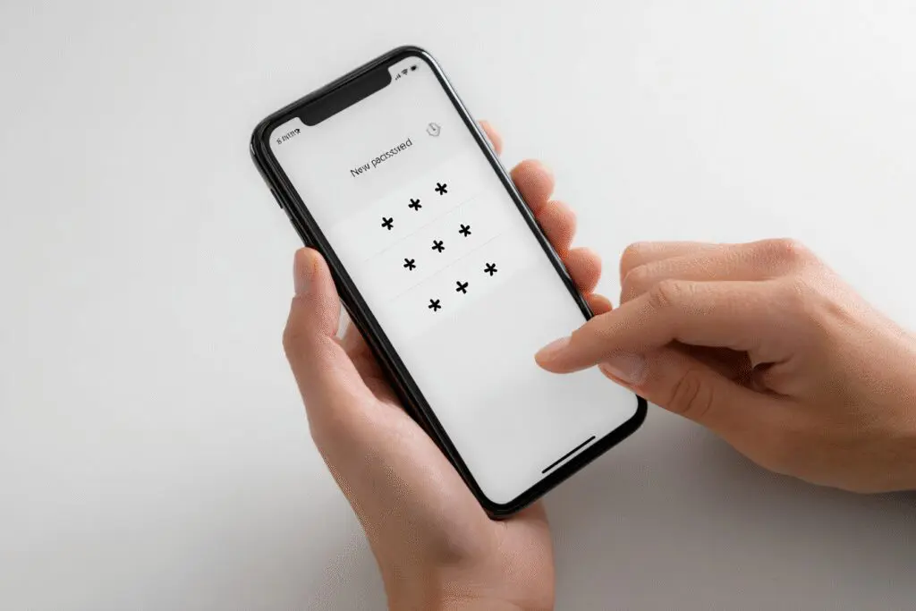 Unos nove lozinke na mobitelu kao vizualni vodič za često postavljana pitanja za kako promijeniti WiFi lozinku preko mobitela