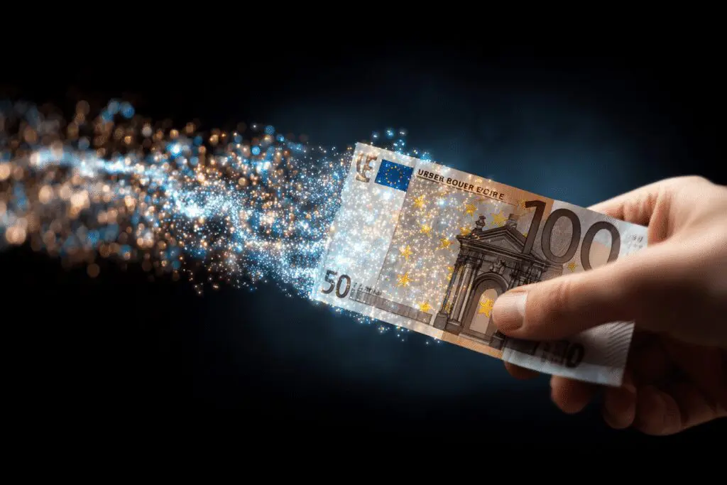 Novčanica se pretvara u tok kriptovaluta ponazarajući kako kupiti kriptovalute Novčanica se pretvara u tok kriptovaluta ponazarajući kako kupiti kriptovalute