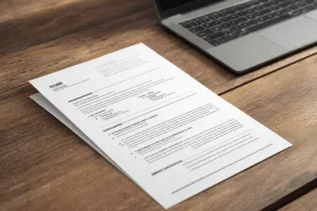 Profesionalno oblikovan životopis na stolu kao primjer za kako napisati CV
