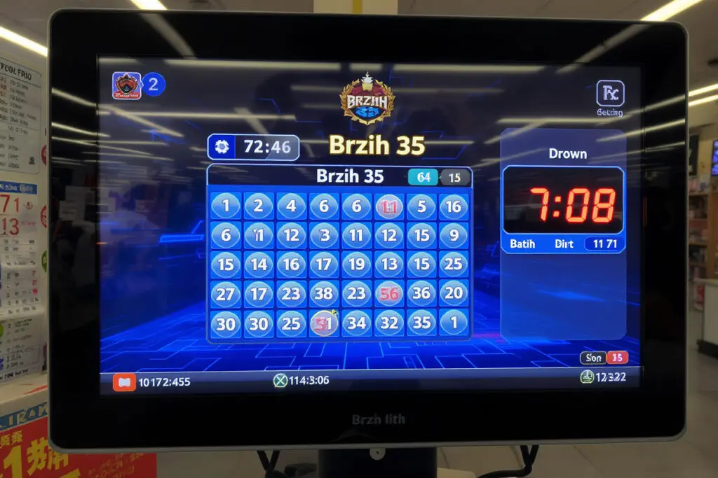 digitalni zaslon koji prikazuje brzo izvlačenje brojeva u igri na sreću brzih 35