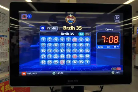 digitalni zaslon koji prikazuje brzo izvlačenje brojeva u igri na sreću brzih 35