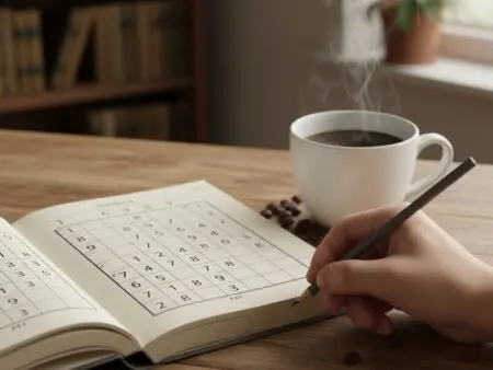 osoba koja olovkom koncentrirano rješava sudoku zagonetku i upisuje brojeve u mrežu