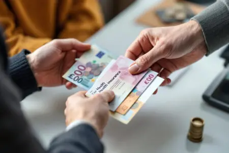 osoba plaća gotovinom na šalteru za zdravstveni dokument što simbolizira koliko košta zdravstveno osiguranje u hrvatskoj
