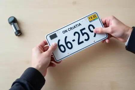 osoba predaje registarske pločice na šalteru što je ključan korak za odjava vozila