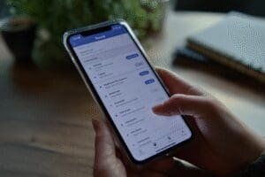 Ekran mobitela prikazuje navigaciju kroz Facebook postavke do liste blokiranih osoba