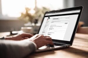 Prikaz registracijske stranice Njuškala na laptopu s osobom koja upisuje podatke za otvaranje korisničkog računa