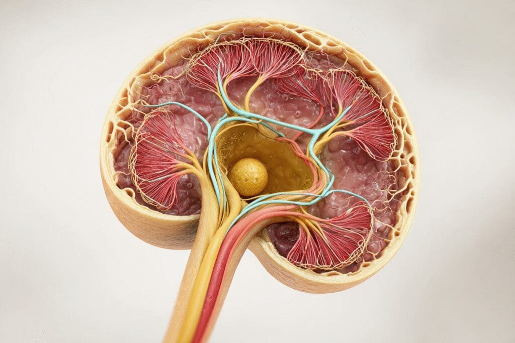 Anatomska ilustracija ciste na jajniku