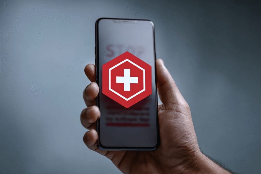 Znak STOP na mobitelu kao važno upozorenje i odgovor na često postavljana pitanja za kako izazvati spontani kod kuće