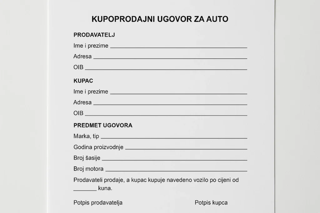kupoprodajni ugovor za auto