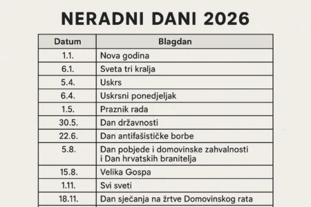 neradni dani 2026